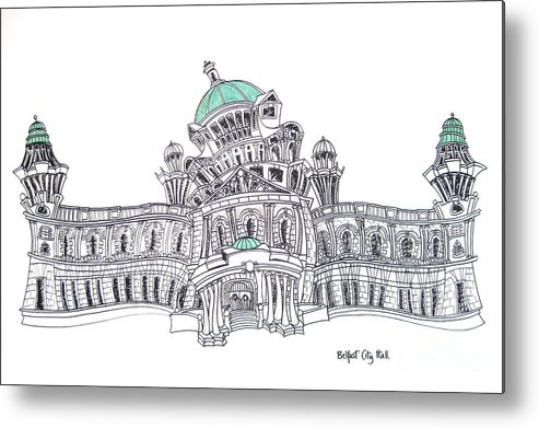 493x391 Belfast City Hall Belfast Metal Print By Tanya Mai Johnston - City Hall Sketch
