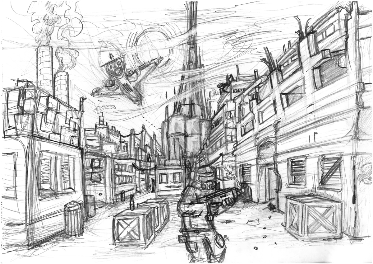 1200x848 Drawn City City Landscape - City Landscape Sketch