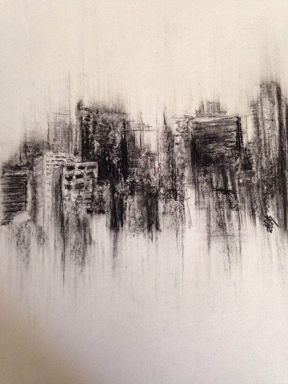 570x760 Fading City - City Landscape Sketch