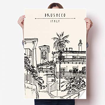 355x355 Italy Rome Sketch City Landscape Vinyl Wall Sticker - City Landscape Sketch