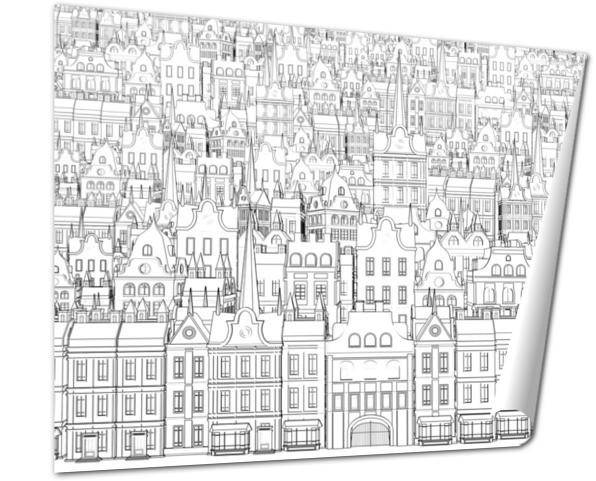 596x481 Giclee Print, A Sketch Of The City Drawn By A Black Outline - City Outline Sketch