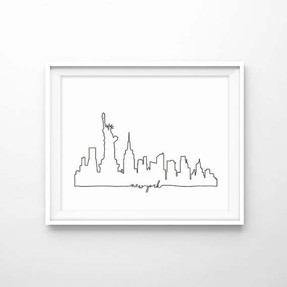 570x570 Nyc Skyline Print New York City Skyline Outline Poster City Etsy - City Outline Sketch