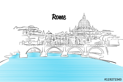 500x332 Rome Skyline Vacation Outline Sketch Stock Image And Royalty Free - City Outline Sketch