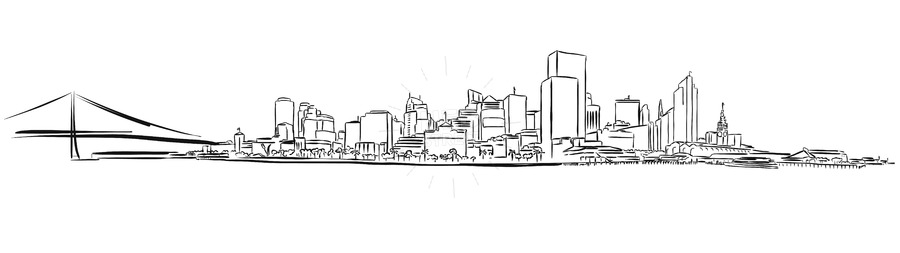 900x253 San Francisco Downtown Outline Sketch Hebstreits - City Outline Sketch