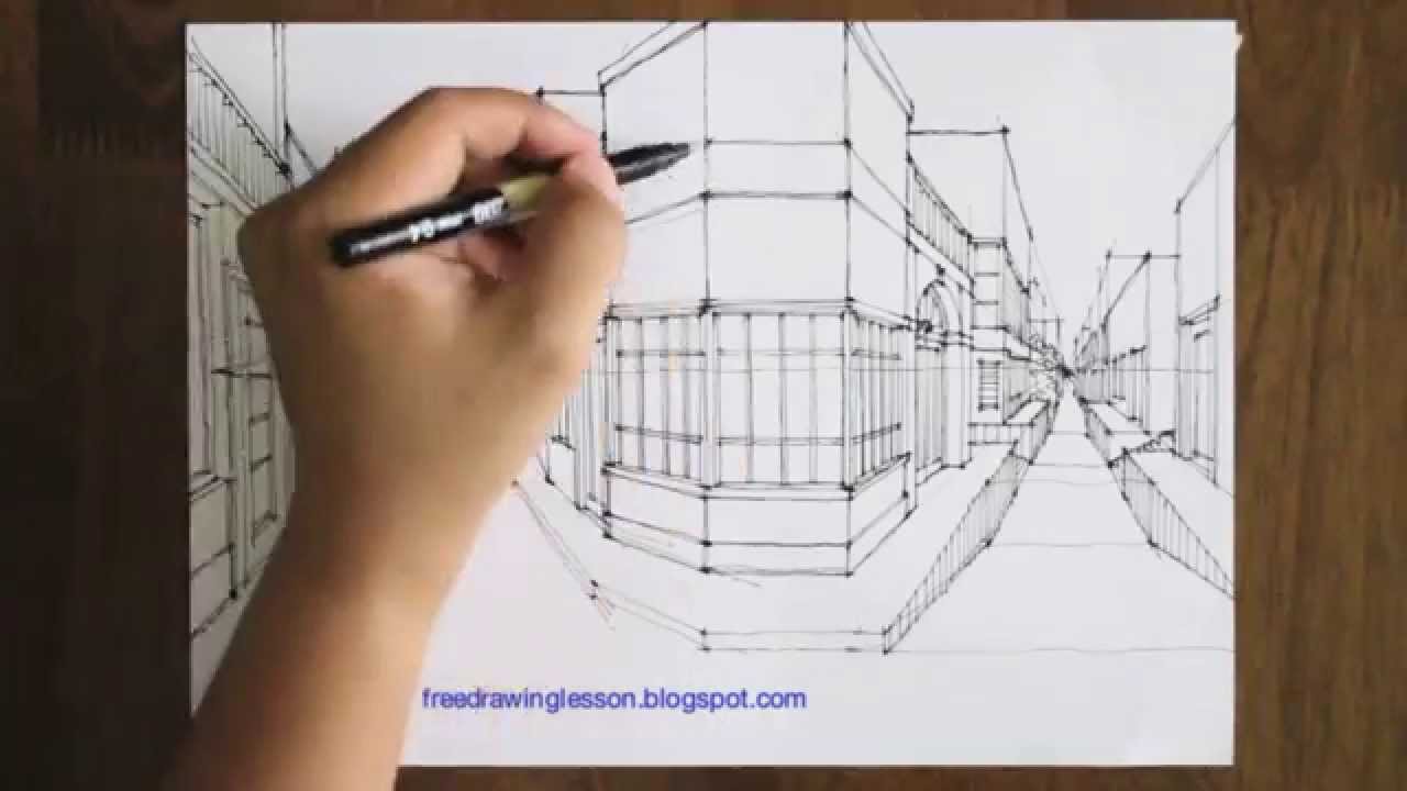 1280x720 Drawn Street Pencil Sketch - City Pencil Sketch