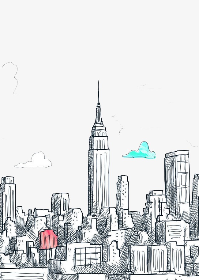 650x914 Hand Painted City, Pencil Drawing, Line, Simple Png And Psd File - City Pencil Sketch