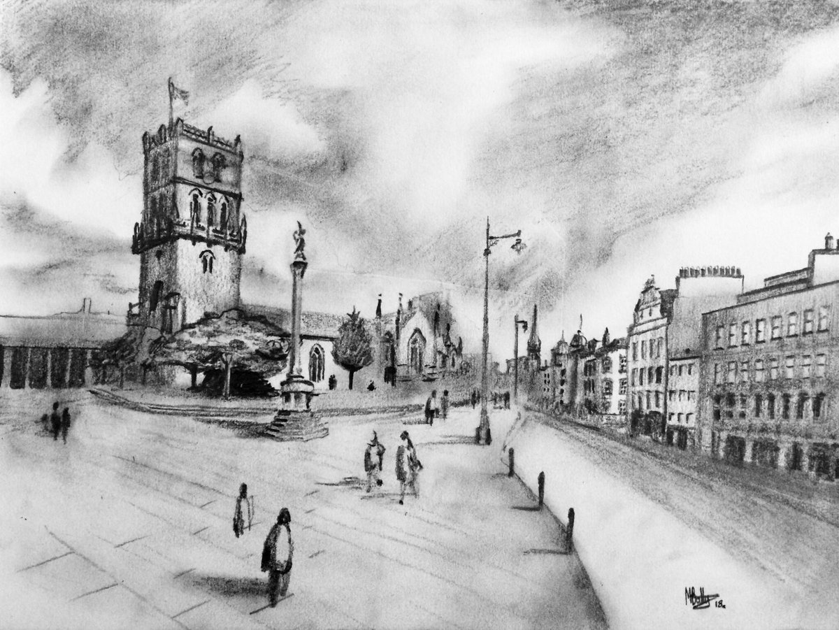 1200x901 Michael Batty On Twitter Recent Pencil Sketch Of Dundee City - City Pencil Sketch