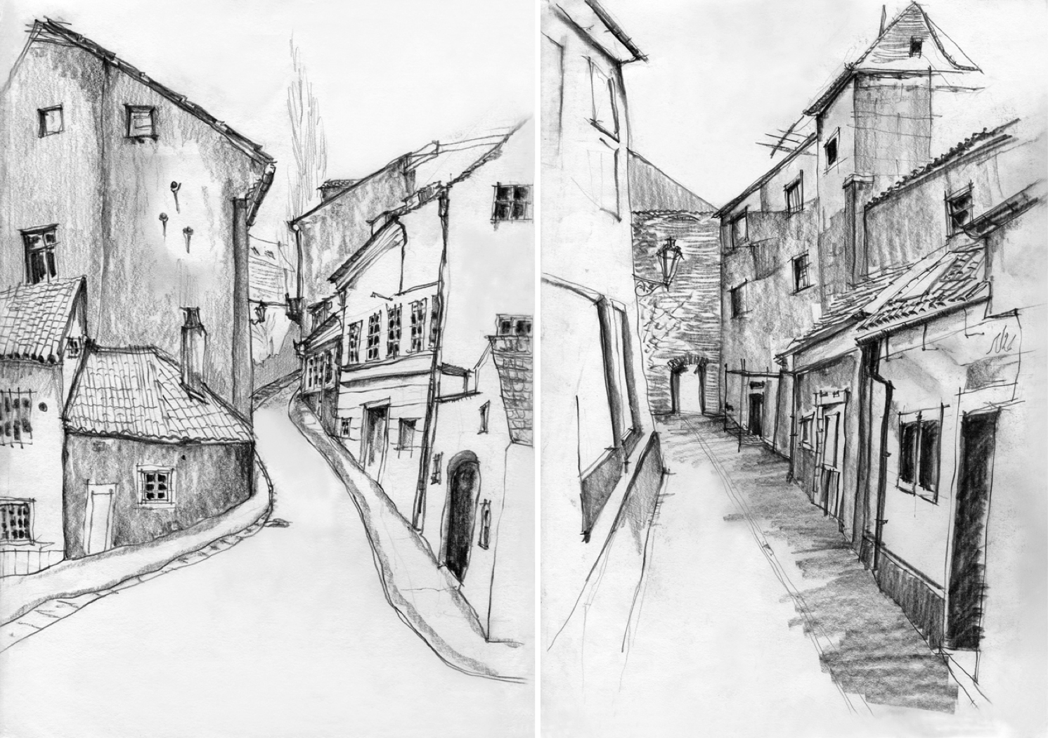 1491x1050 Black And White Sketches Of Urban Landscapes In Europe By - City Sketch Art
