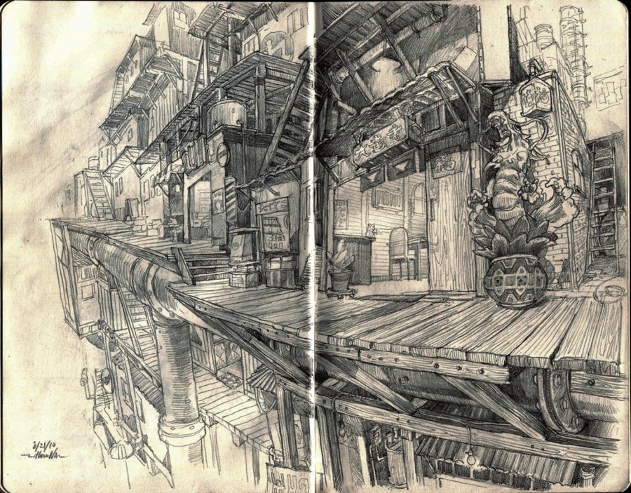 900x703 Pit City Market Are Sketch By Niuner - City Sketch Art