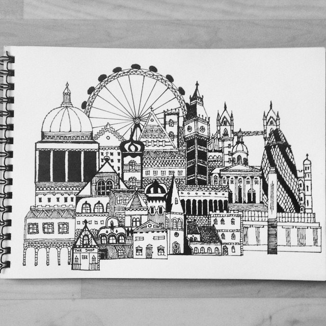 640x640 Summer Afternoon Fun - City Sketch Art