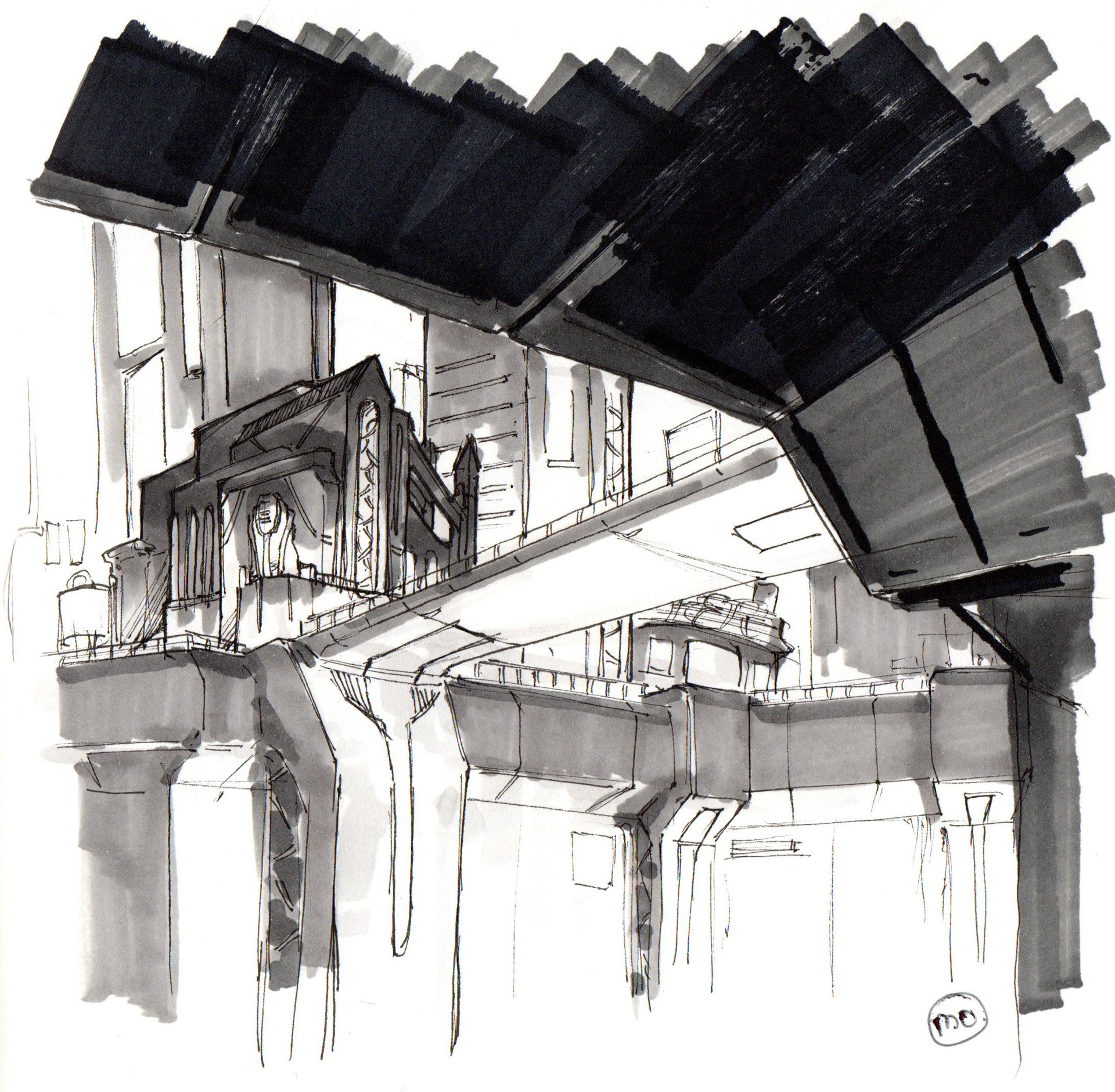 1920x1881 Art Of Marina Ortega - City Sketch Art