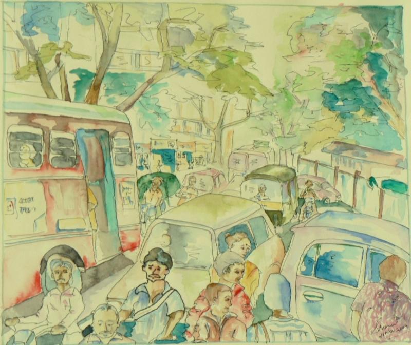 800x672 Traffic In Our Pune City. My Country. Drawings. Pictures. Drawings - City Sketch Easy