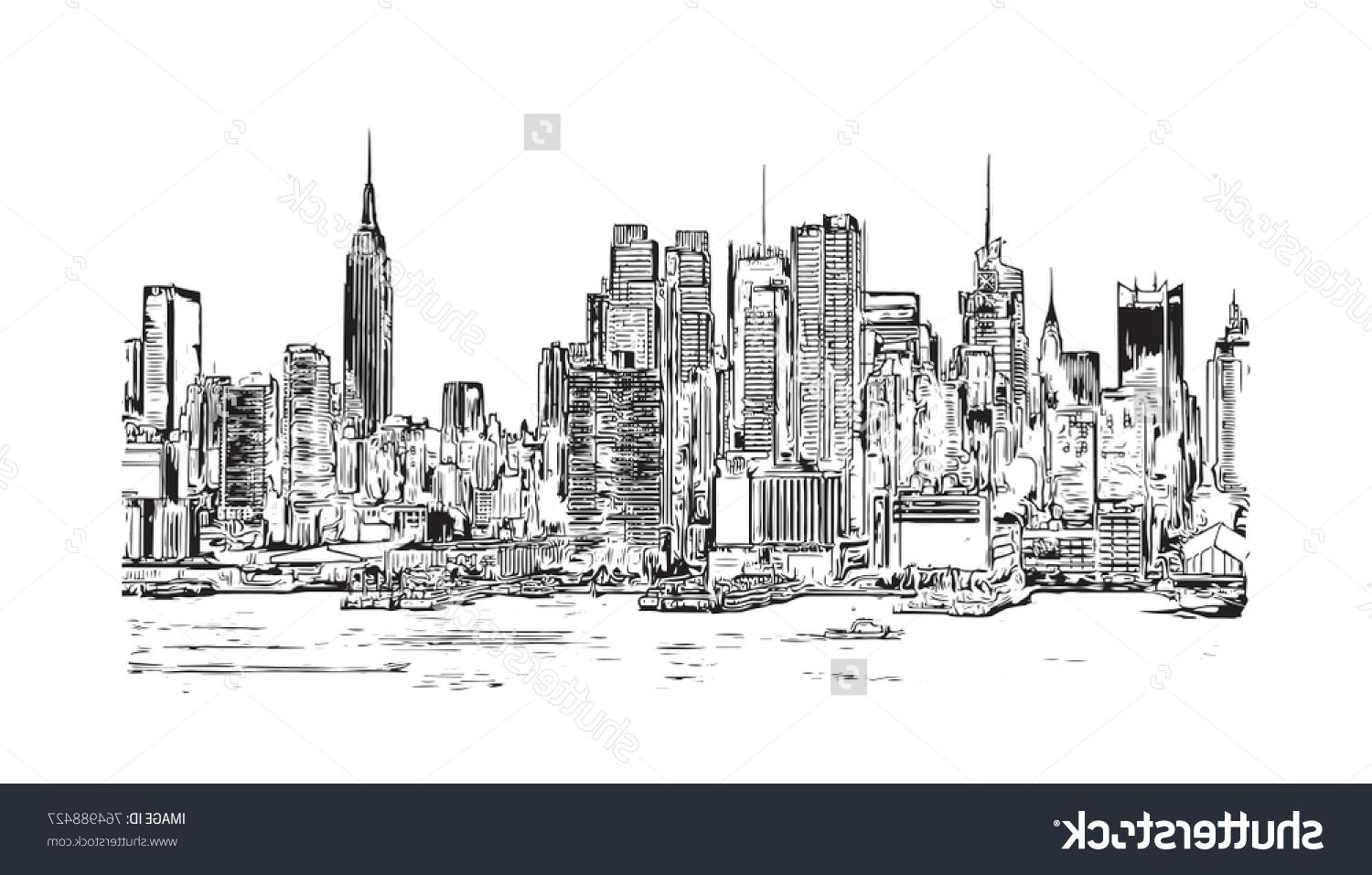 1500x957 Best Hd Stock Vector Sketch Illustration Of New York City Skyline - City Skyline Sketch