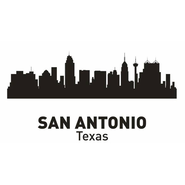 640x640 San Antonio City Decal Landmark Skyline Wall Stickers Sketch - City Skyline Sketch
