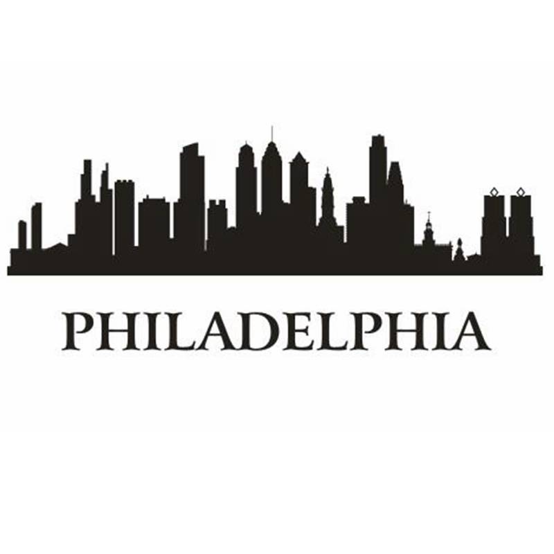 800x800 Dctal Philadelphia City Decal Landmark Skyline Wall Stickers - City Skyline Sketch