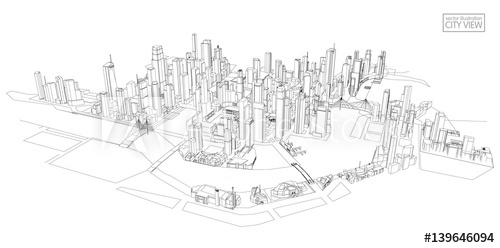 500x248 Cityscape Sketch, Vector Sketch. Architecture - Cityscape Sketch