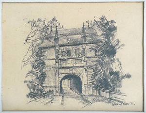 300x233 Original Signed Charcoal Cityscape Drawing By Richard 1874 - Cityscape Sketch