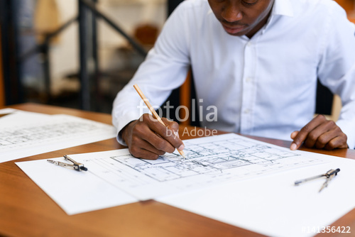 500x334 Civil Engineer Drawing Sketch Of New Construction Project Stock - Civil Sketch