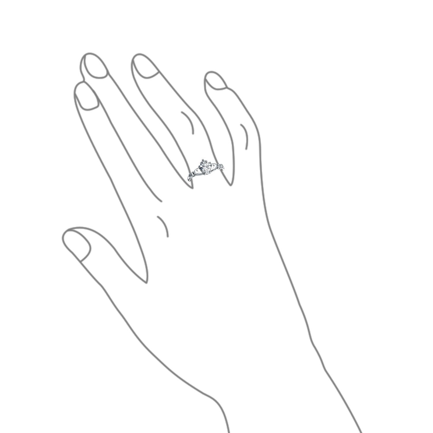 1500x1500 Shop Irish Celtic Sterling Silver Heart Cz Claddagh Ring - Claddagh Ring Sketch