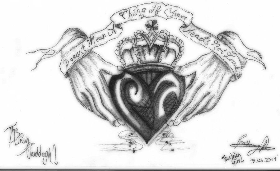 900x550 Gallery For Claddagh Drawing Tattoos Tattoos - Claddagh Sketch