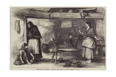 473x315 Sketches From Ireland, Spinning Net Thread In The Claddagh, Galway - Claddagh Sketch