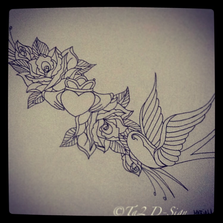 750x750 Swallow, Claddagh And Roses 2.0 Mariska Becker - Claddagh Sketch