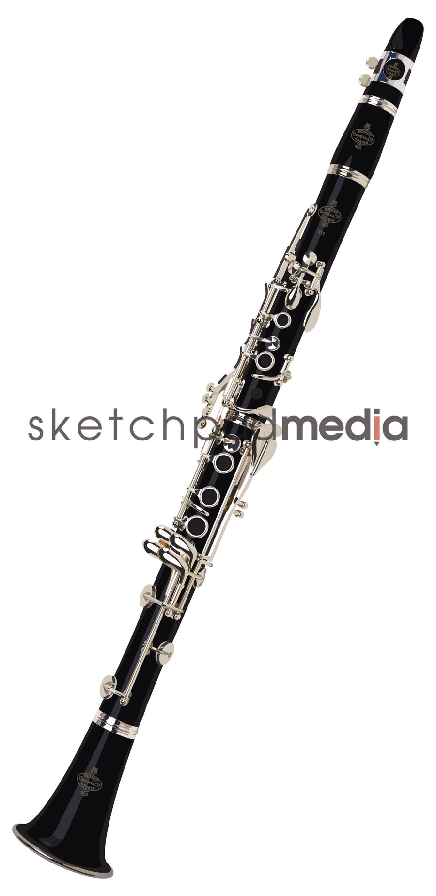 900x1847 Clarinet Vector By Sketchpadmediada - Clarinet Sketch