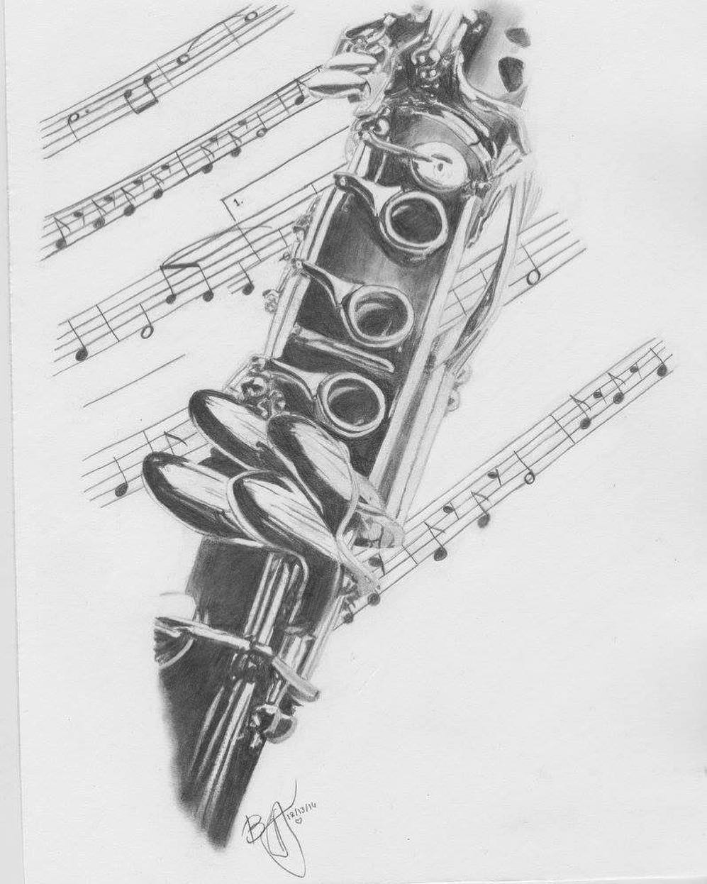 997x1246 Clarinetdrawing - Clarinet Sketch