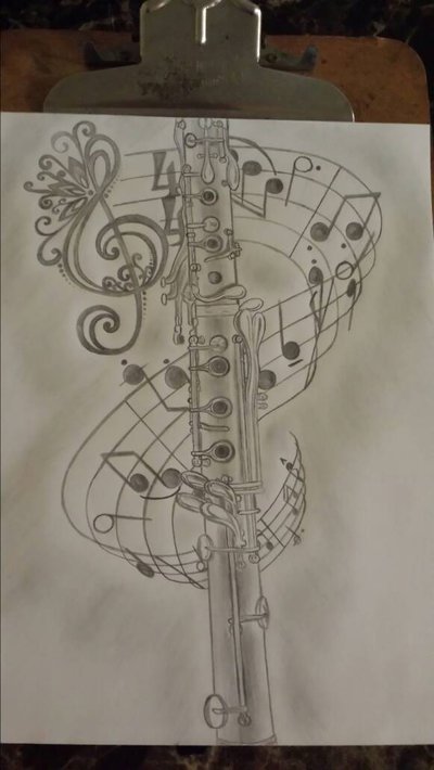 400x710 Clarinet Sketch By Kc0410 - Clarinet Sketch
