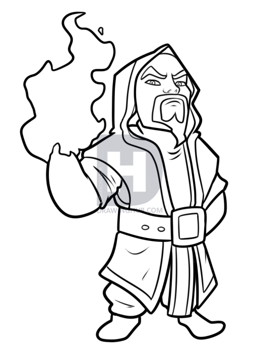 531x720 How To Draw Wizard From Clash Of Clans, Step By Step, Drawing - Clash Of Clans Sketch