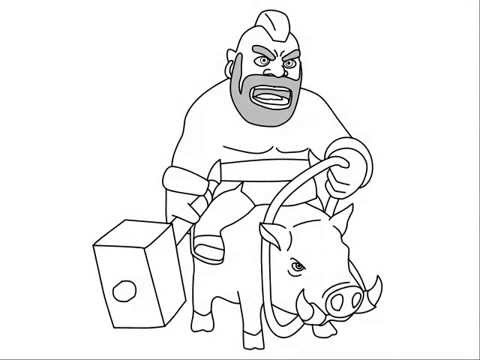 480x360 How To Draw Clash Of Clans Characters Hog Rider - Clash Of Clans Sketch