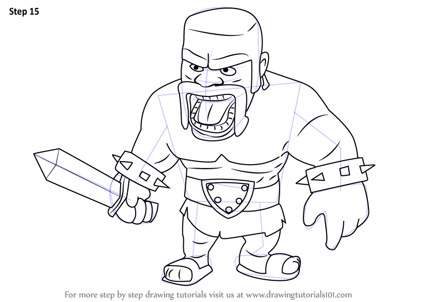844x598 Learn How To Draw Barbarian From Clash Of The Clans (Clash Of The - Clash Of Clans Sketch
