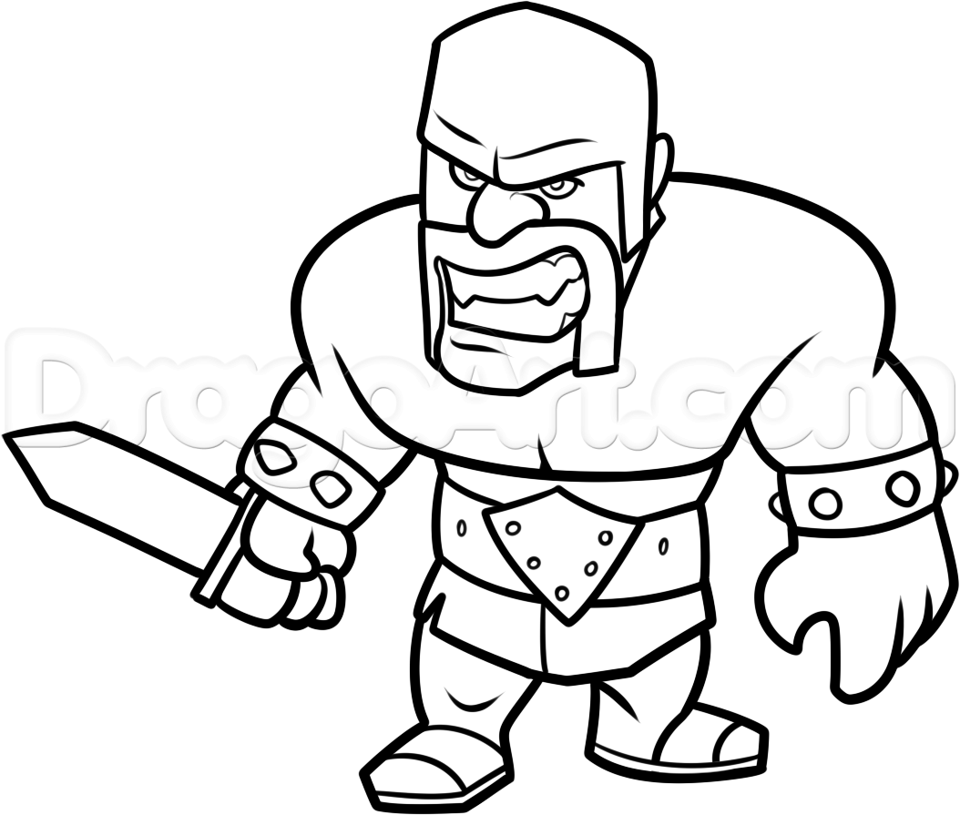 1054x895 How To Draw Clash Of Clans Barbarian Step 14 Crafts - Clash Of Clans Sketch