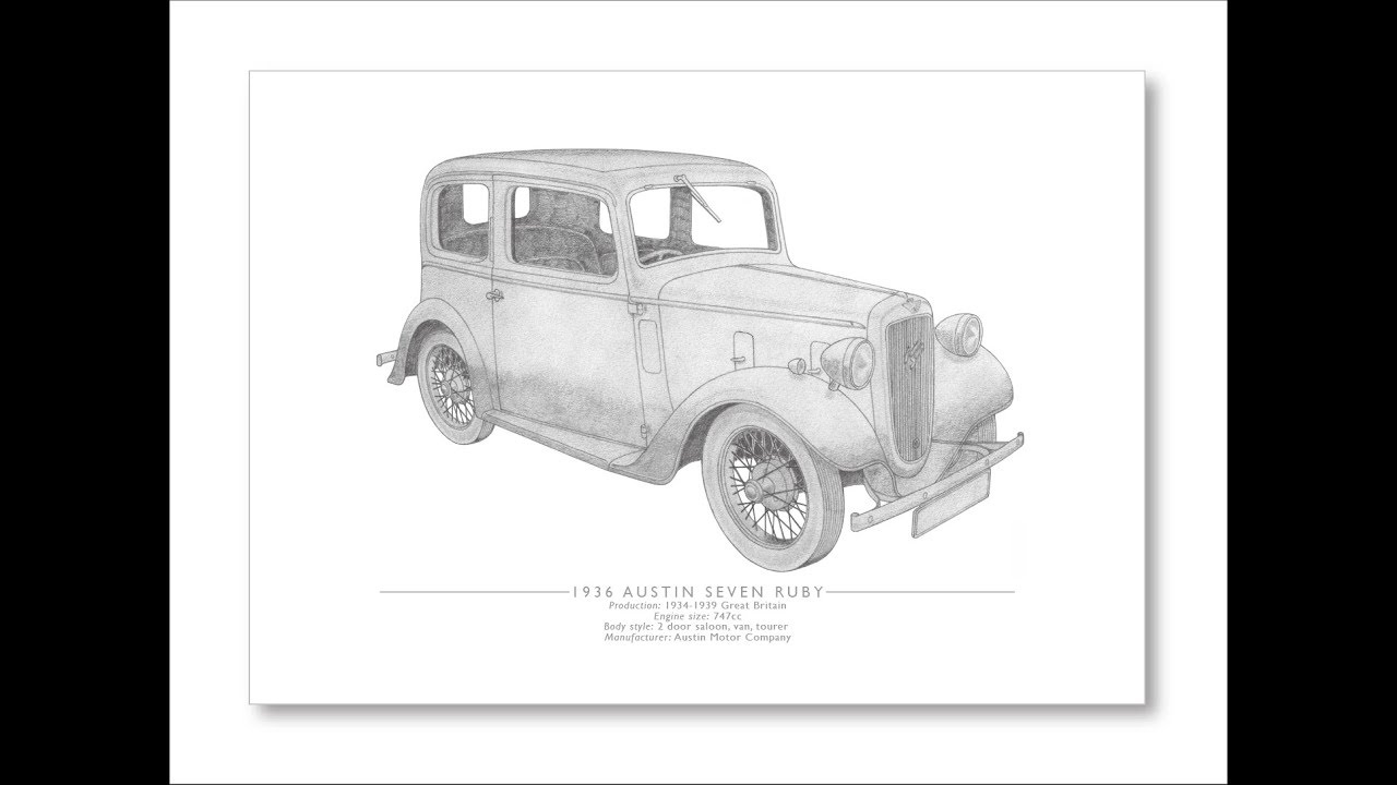 1280x720 Hand Drawn Pencil Sketches Of Classic Motor Cars - Classic Car Sketches