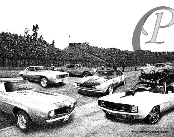 660x519 Palmieri Concepts Black And White Sketchs Vintage Cars - Classic Car Sketches