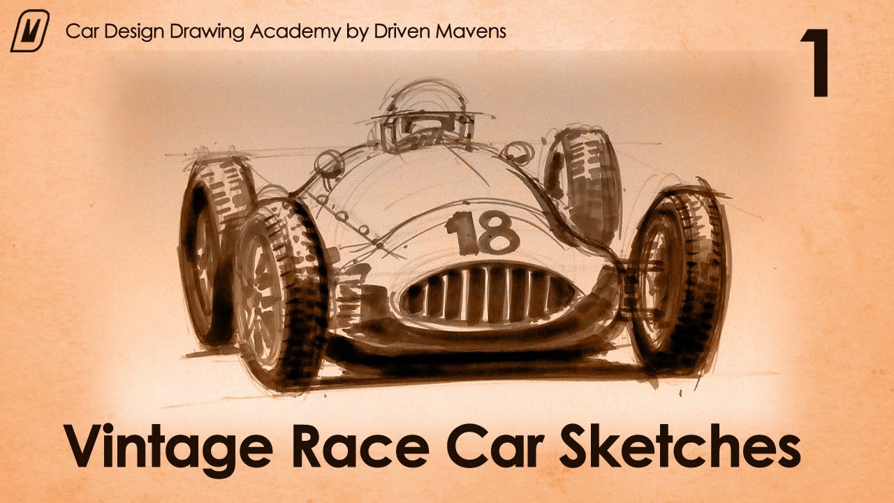 1280x720 Sketching A Vintage Grand Prix Race Car - Classic Car Sketches