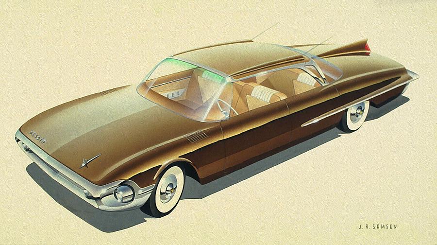 900x504 1961 Desoto Vintage Styling Design Concept Rendering Sketch - Classic Car Sketches