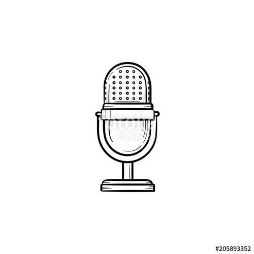 500x500 Retro Vintage Microphone Hand Drawn Outline Doodle Icon. Classic - Classic Doodle Sketch