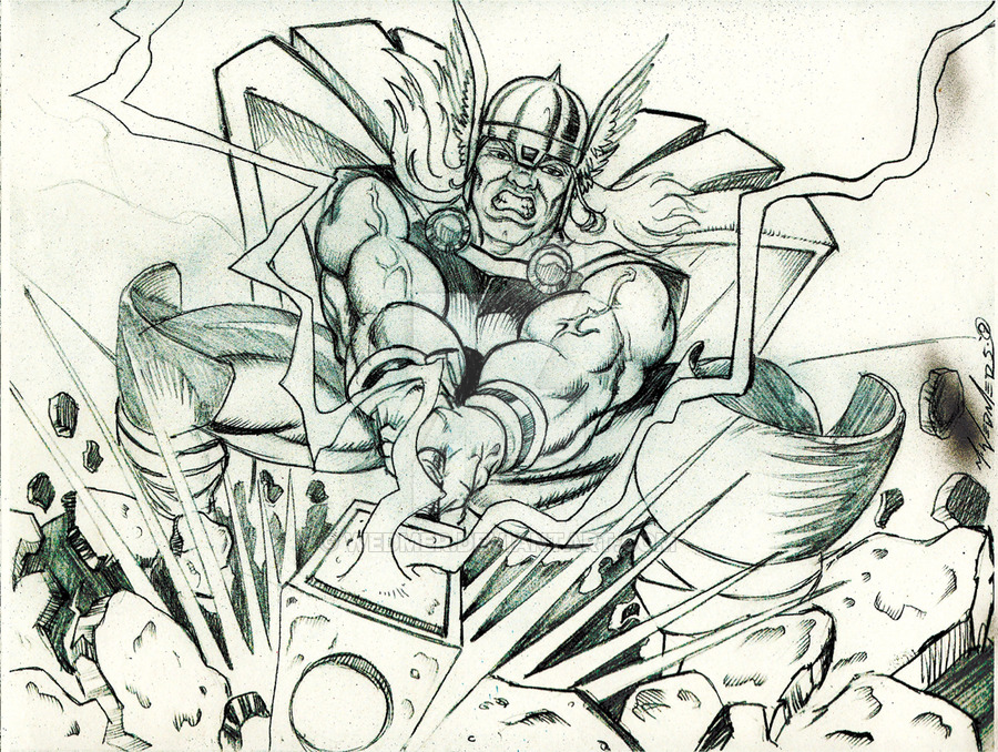 900x678 Classic Thor Pencil Sketch By Wedmer - Classic Sketches