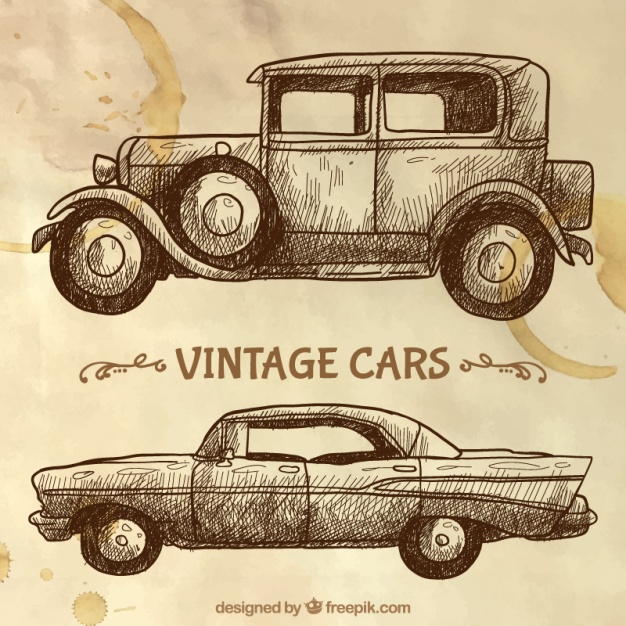 626x626 Sketches Of Vintage Cars Vector Free Download - Classic Sketches