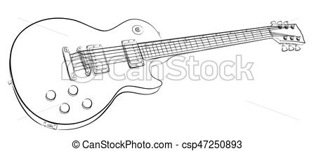 450x216 Guitar Sketch. Sketch Of A Classical Variety Electric Guitar. - Classical Guitar Sketch