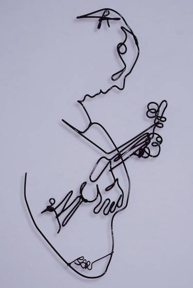 375x561 Segovia With Classical Guitar Wire Wall Art Sculpture By Bart - Classical Guitar Sketch