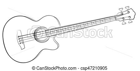 450x230 Sketch Bass Guitar. The Sketch Of Classical Variety Bass Guitar. - Classical Guitar Sketch