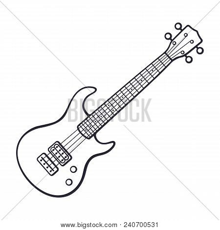 450x470 Vector Illustration. Hand Drawn Doodle Of Classical Rock Electro - Classical Guitar Sketch