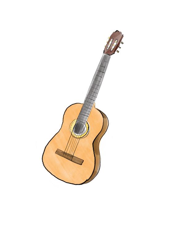 570x738 Guitar Digital Print Classical Guitar Art Print Jpeg Etsy - Classical Guitar Sketch
