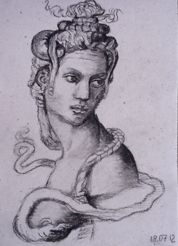 695x960 Cleopatra After Michelangelo Charcoat Drawing Osveyre - Cleopatra Sketch
