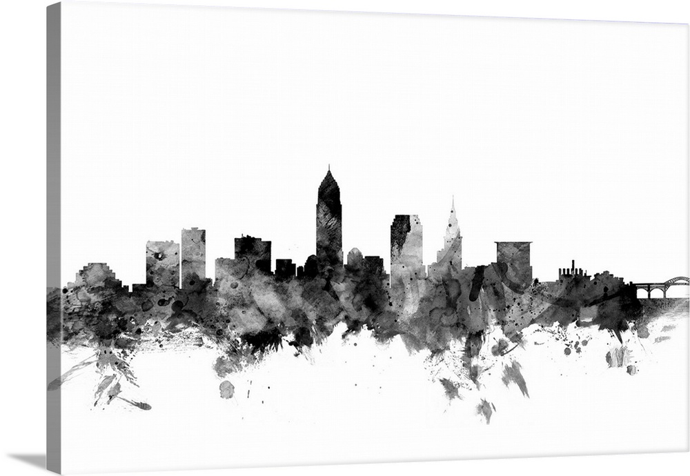 1000x690 Cleveland Ohio Skyline Wall Art, Canvas Prints, Framed Prints - Cleveland Skyline Sketch