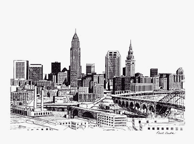 400x297 Cleveland Skyline Art, Paul Duda - Cleveland Skyline Sketch