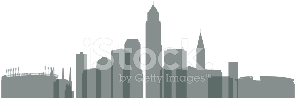 1024x341 Cleveland Skyline Silhouette Stock Vector - Cleveland Skyline Sketch