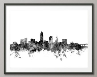 340x270 Cleveland Skyline Etsy - Cleveland Skyline Sketch